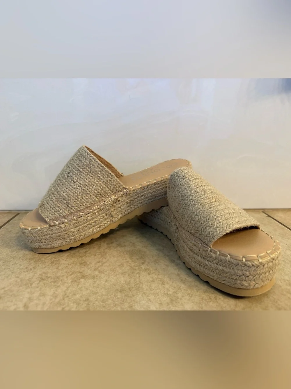 Coconuts by Matisse Natural Tan Jute Platform Slide Sandals
